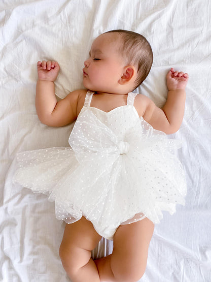 White Wildflower Baby Girl Tulle Party Romper