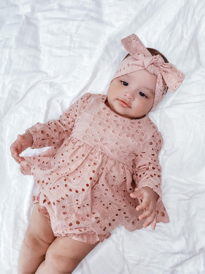 Dusty Rose Pink Ivy Baby Girl Two Piece Set