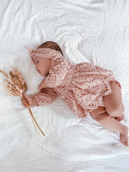 Dusty Rose Pink Ivy Baby Girl Two Piece Set