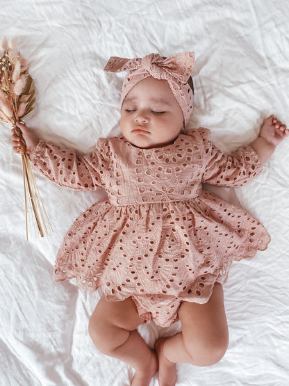 Dusty Rose Pink Ivy Baby Girl Two Piece Set