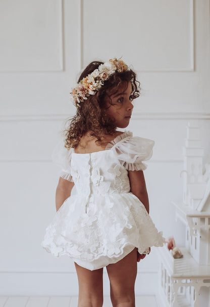 White Butterfly Kisses Baby Girls Embroidered Tulle Romper