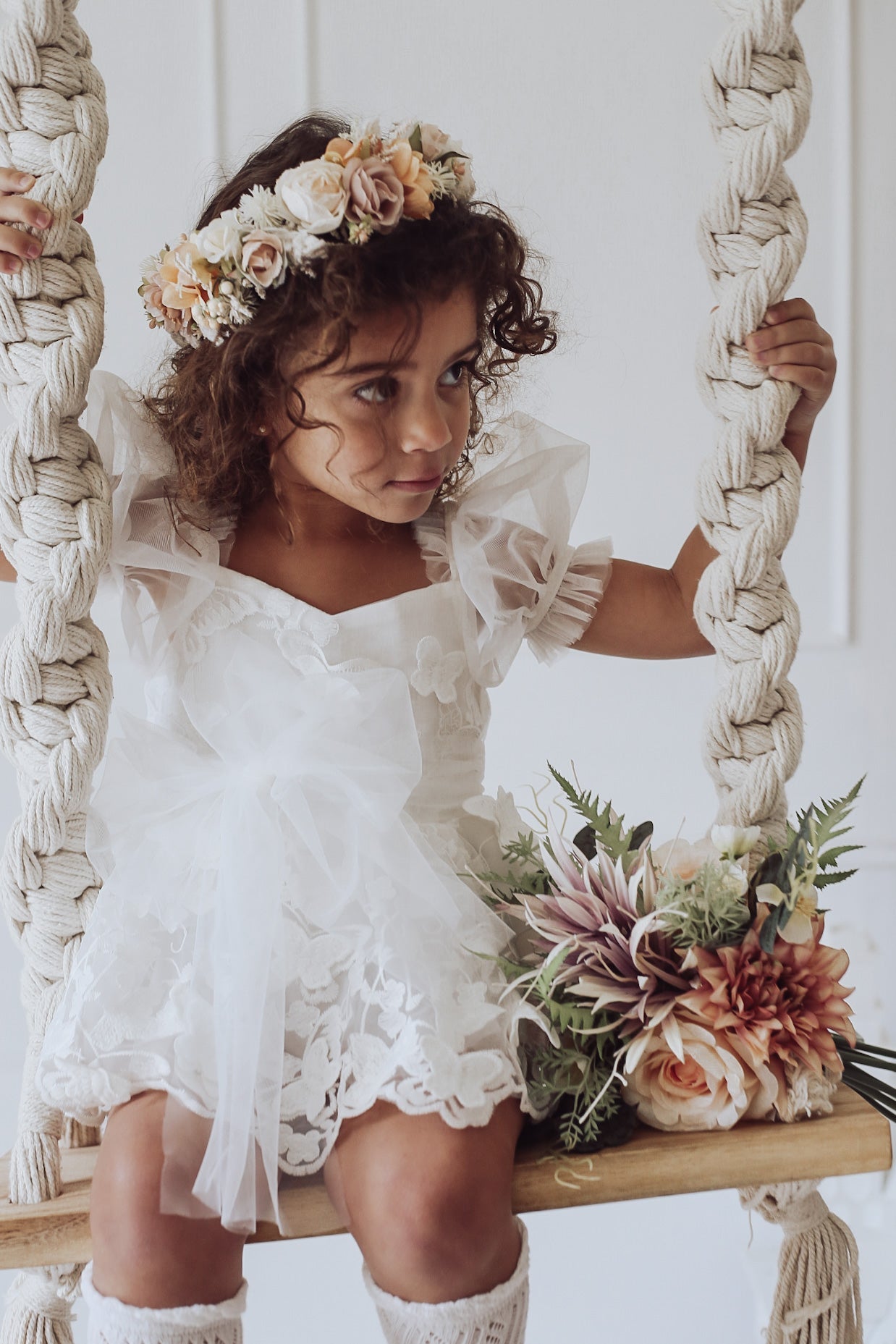 White Butterfly Kisses Baby Girls Embroidered Tulle Romper