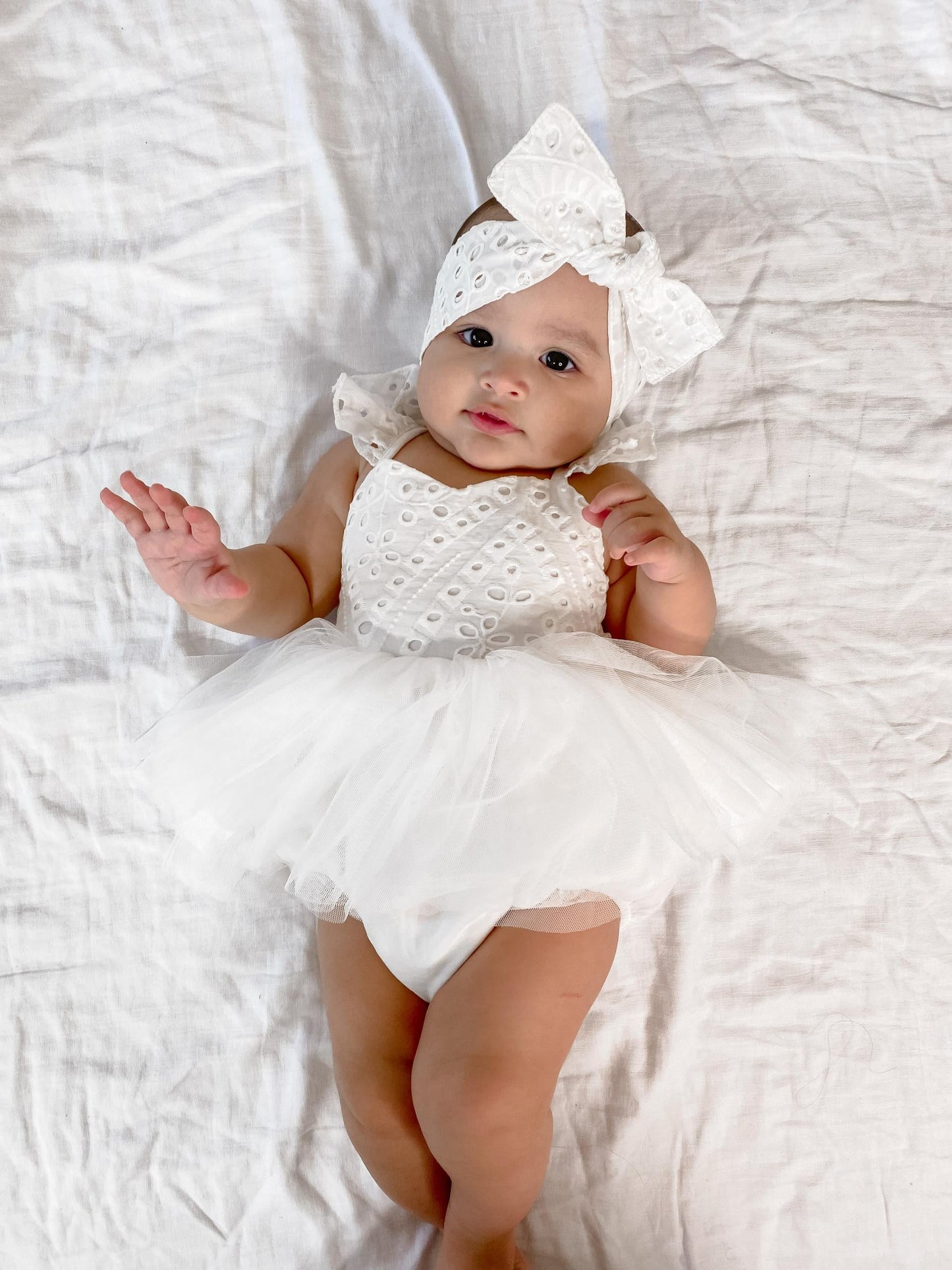 Trixie Belle White Tutu Baby Girl Tulle Party Romper