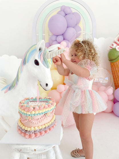 Rainbow Fairy Floss Baby Girl Tulle Party Romper