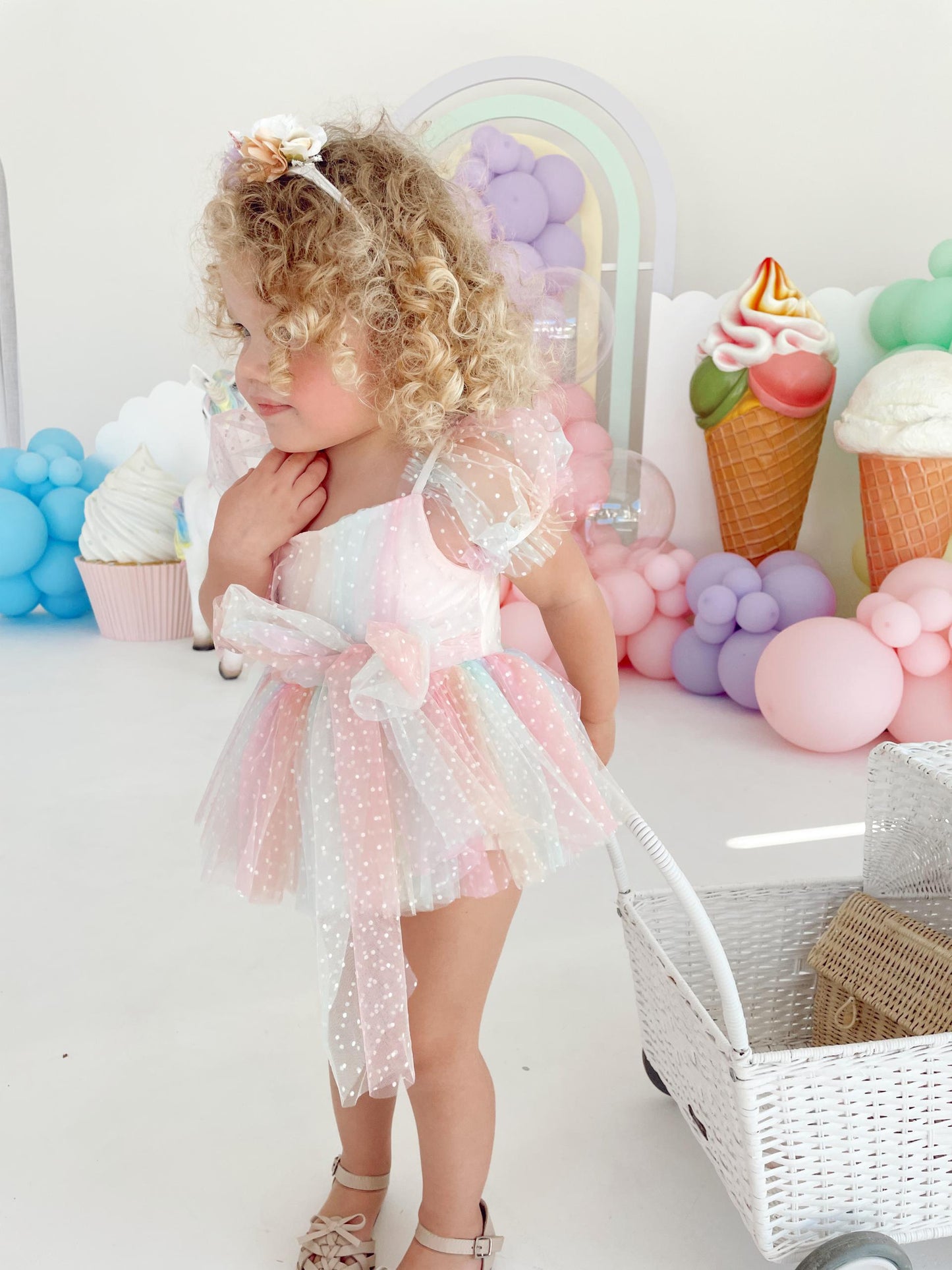 Rainbow Fairy Floss Baby Girl Tulle Party Romper