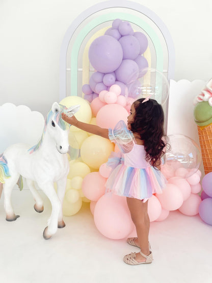 Unicorn Party Baby Girl Rainbow Tulle Romper