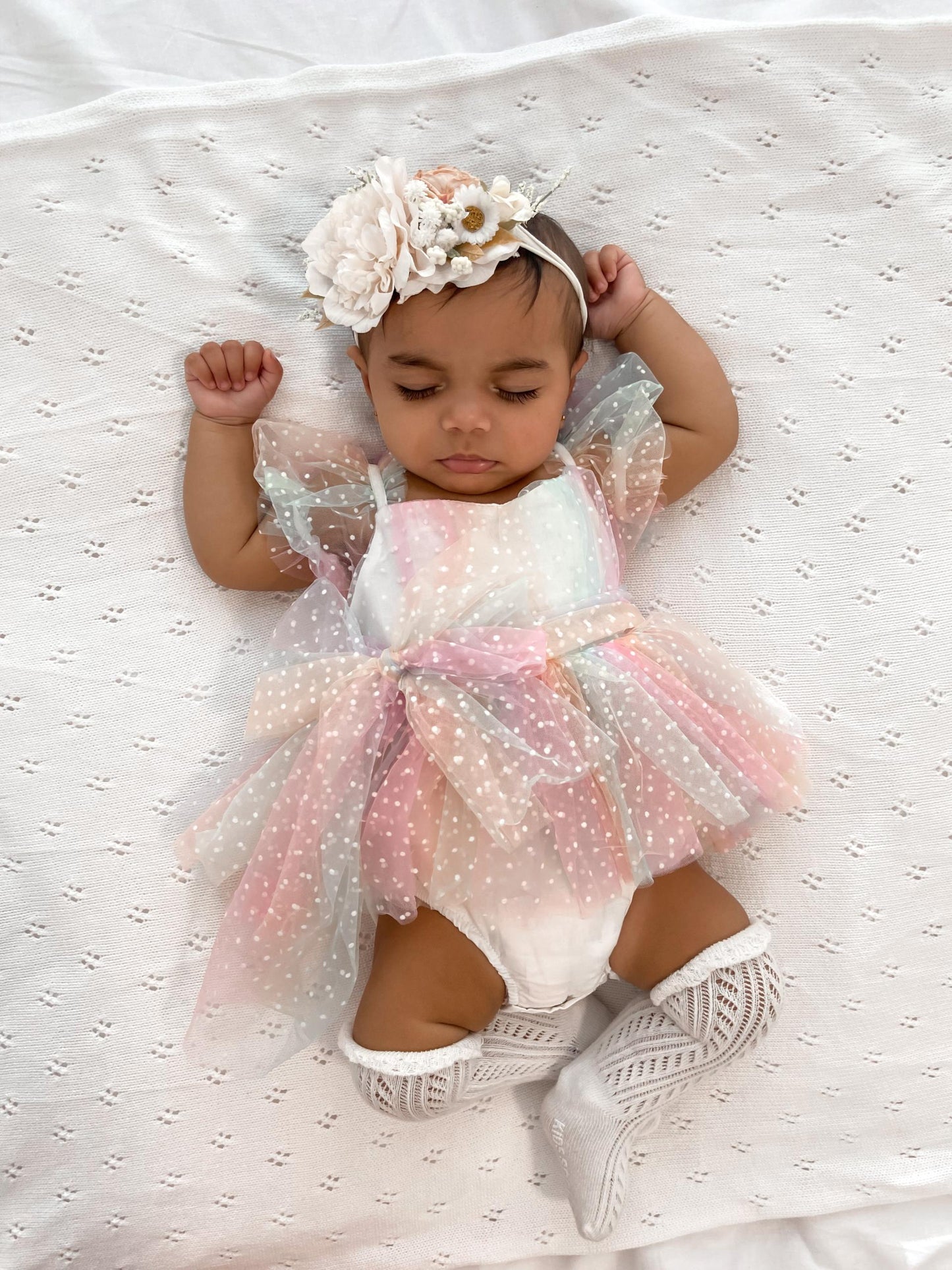 Rainbow Fairy Floss Baby Girl Tulle Party Romper