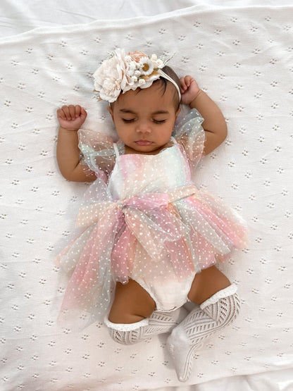 Rainbow Fairy Floss Baby Girl Tulle Party Romper