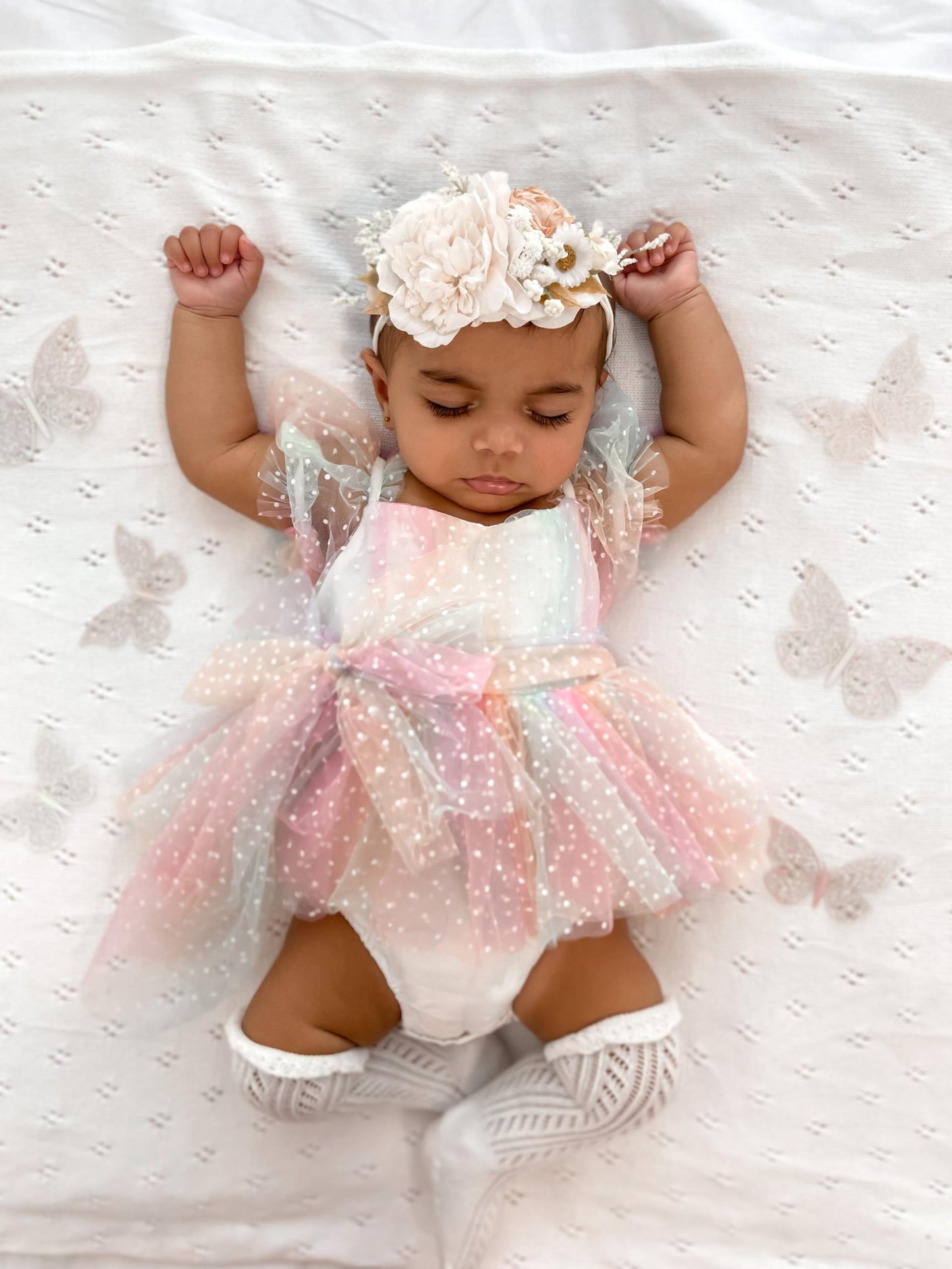 Rainbow Fairy Floss Baby Girl Tulle Party Romper
