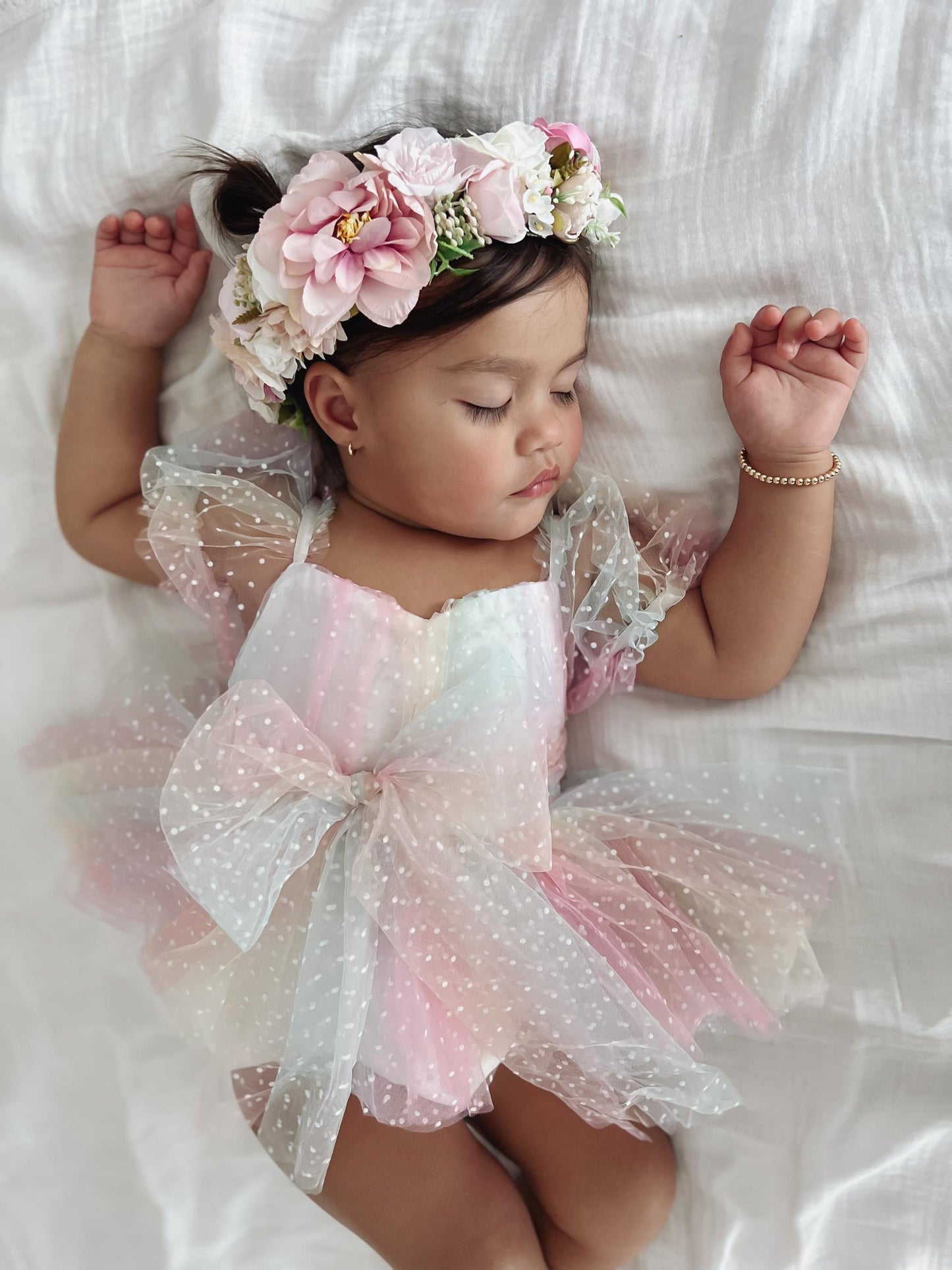 Rainbow Fairy Floss Baby Girl Tulle Party Romper