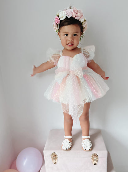 Rainbow Fairy Floss Baby Girl Tulle Party Romper