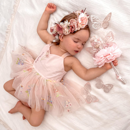 Sugar Plum Heavenly Pink Baby Girl Tulle Party Romper