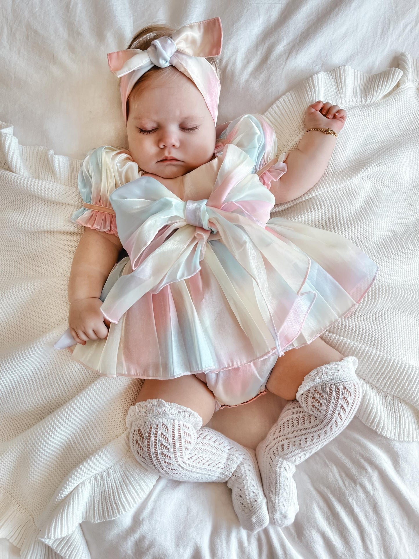 Sherbet Fairy Pastel Rainbow Organza Baby Girl Party Romper