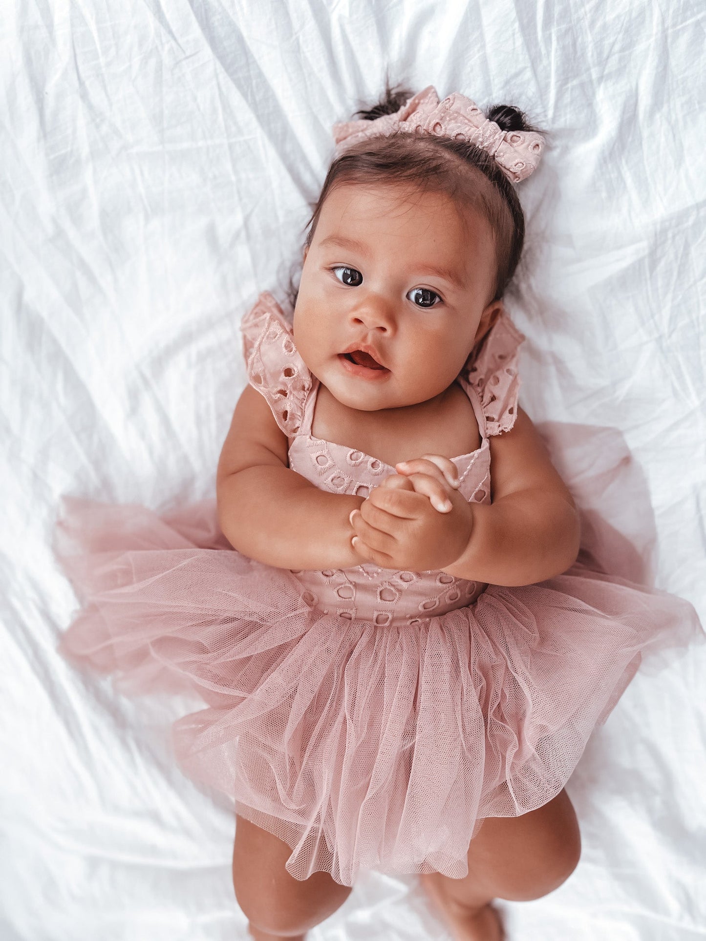 Trixie Belle Dusty Rose Pink Tutu Baby Girl Tulle Party Romper