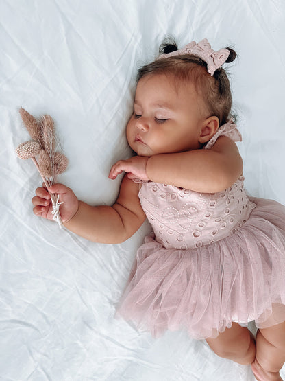 Trixie Belle Dusty Rose Pink Tutu Baby Girl Tulle Party Romper