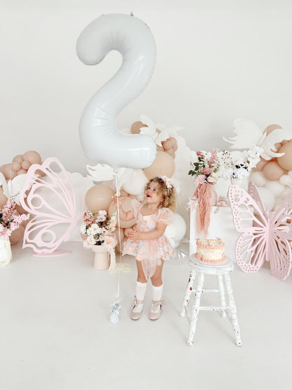 Butterfly Kisses Peach Rose Baby Girl Embroidered Tulle Party Romper