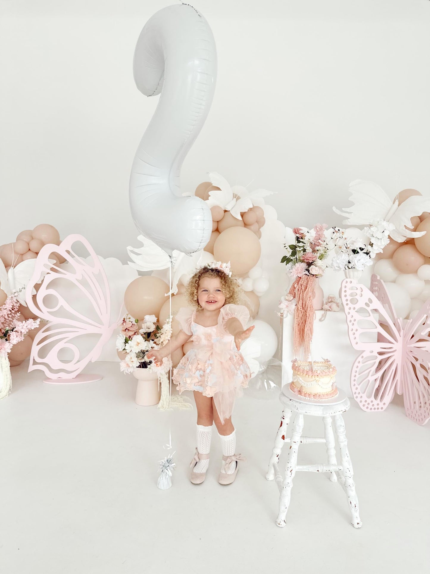 Butterfly Kisses Peach Rose Baby Girl Embroidered Tulle Party Romper