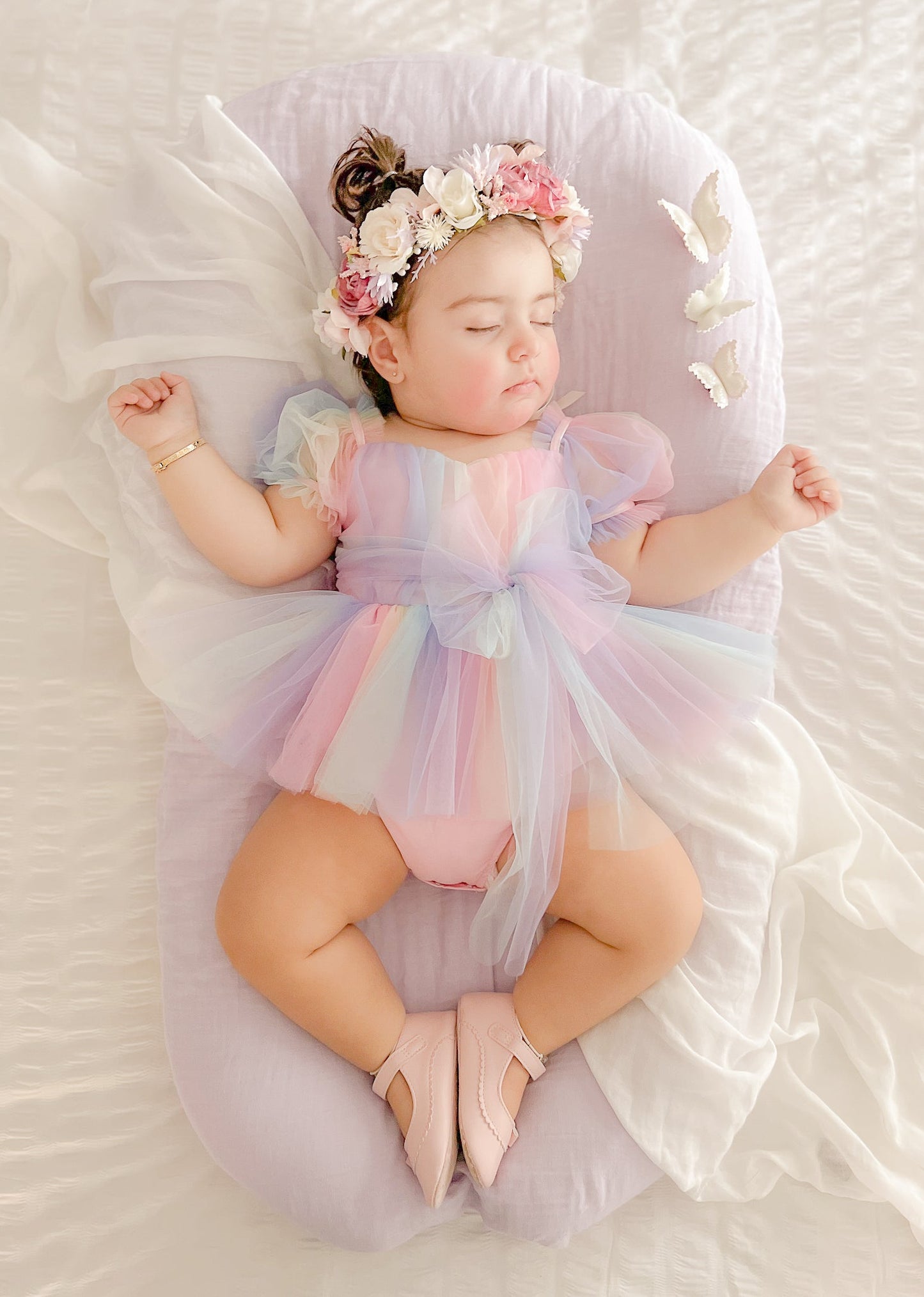 Unicorn Party Baby Girl Rainbow Tulle Romper