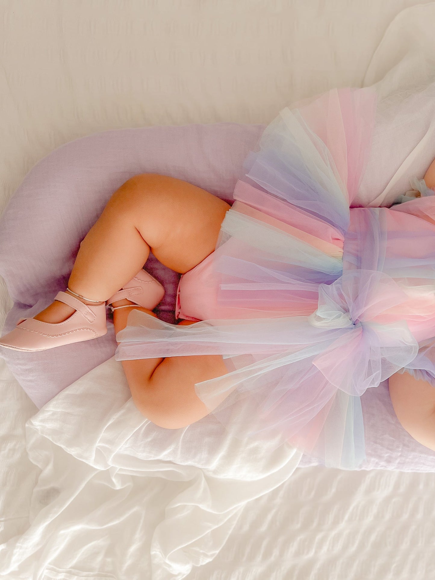 Unicorn Party Baby Girl Rainbow Tulle Romper