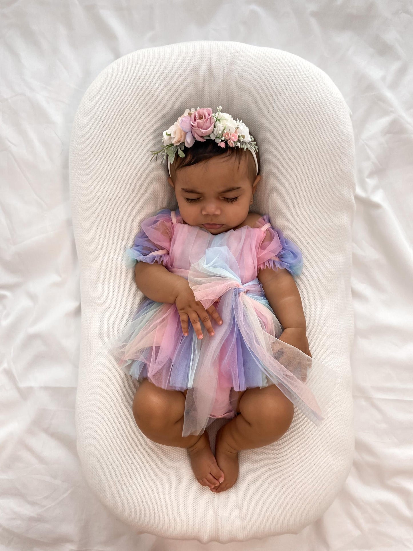 Unicorn Party Baby Girl Rainbow Tulle Romper