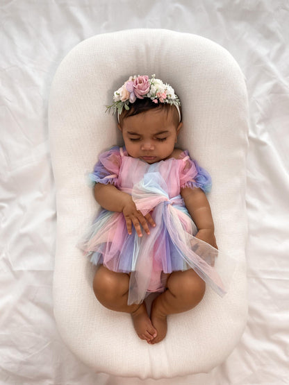 Unicorn Party Baby Girl Rainbow Tulle Romper