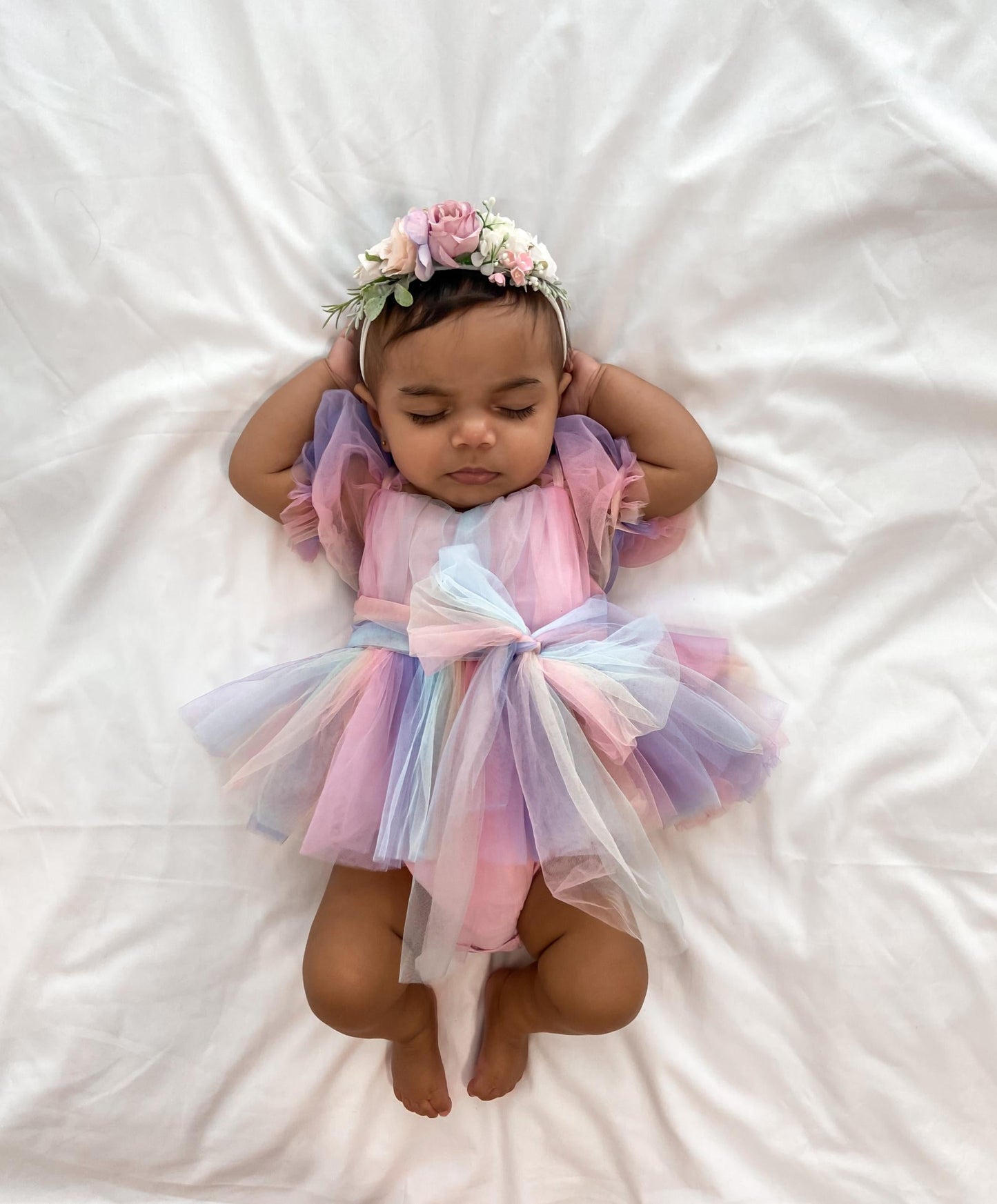 Unicorn Party Baby Girl Rainbow Tulle Romper
