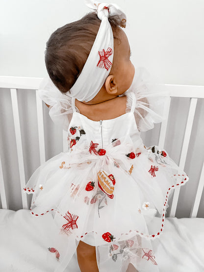 Strawberry Fields White Baby Girl Tulle Party Romper