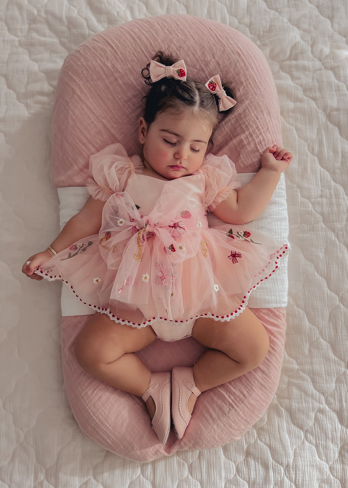 Strawberry Fields Pink Baby Girl Tulle Party Romper