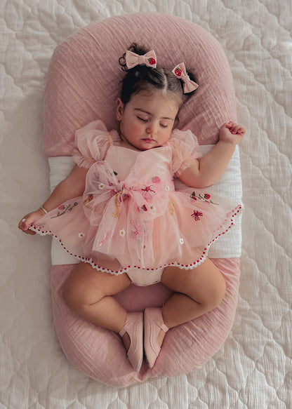 Strawberry Fields Pink Baby Girl Tulle Party Romper