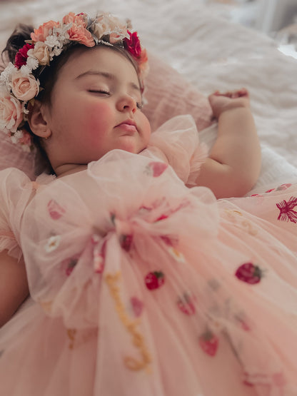 Strawberry Fields Pink Baby Girl Tulle Party Romper