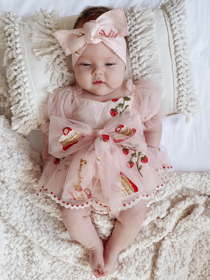 Strawberry Fields Pink Baby Girl Tulle Party Romper