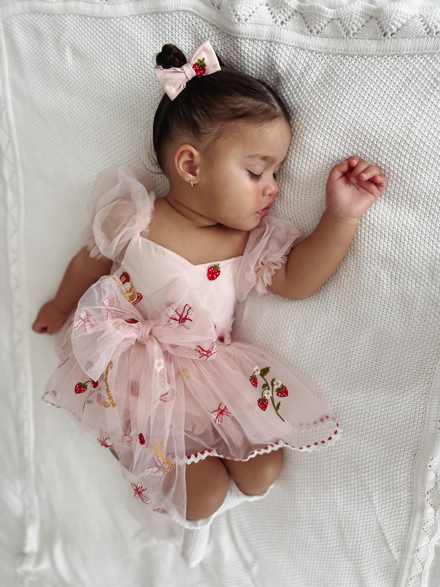 Strawberry Fields Pink Baby Girl Tulle Party Romper