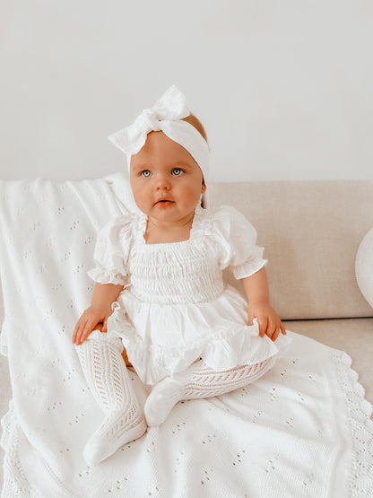 Lila White Baby Girl Cotton Romper
