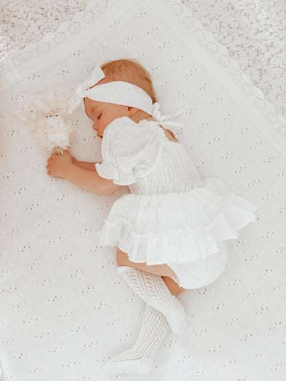 Lila White Baby Girl Cotton Romper