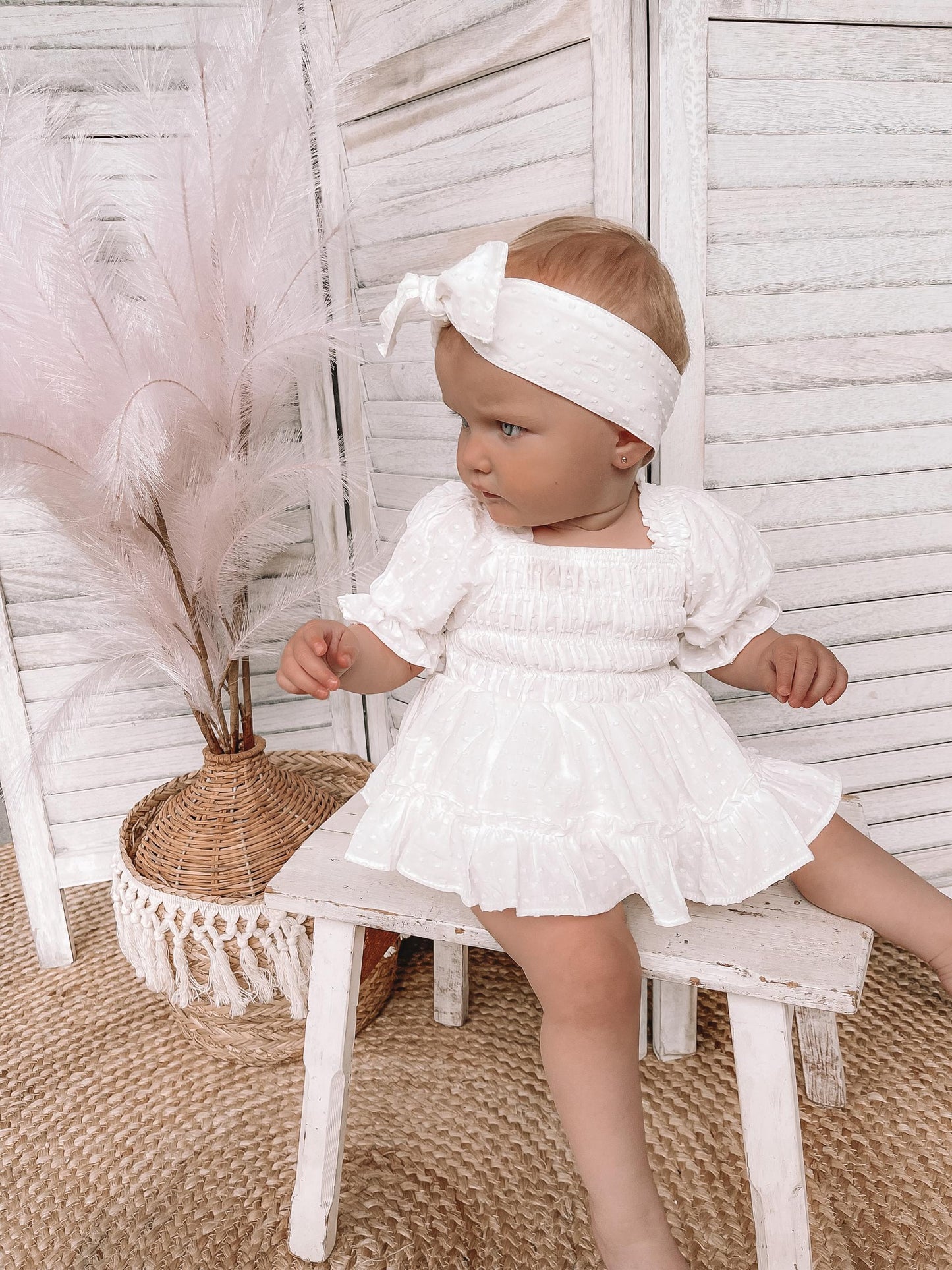Lila White Baby Girl Cotton Romper