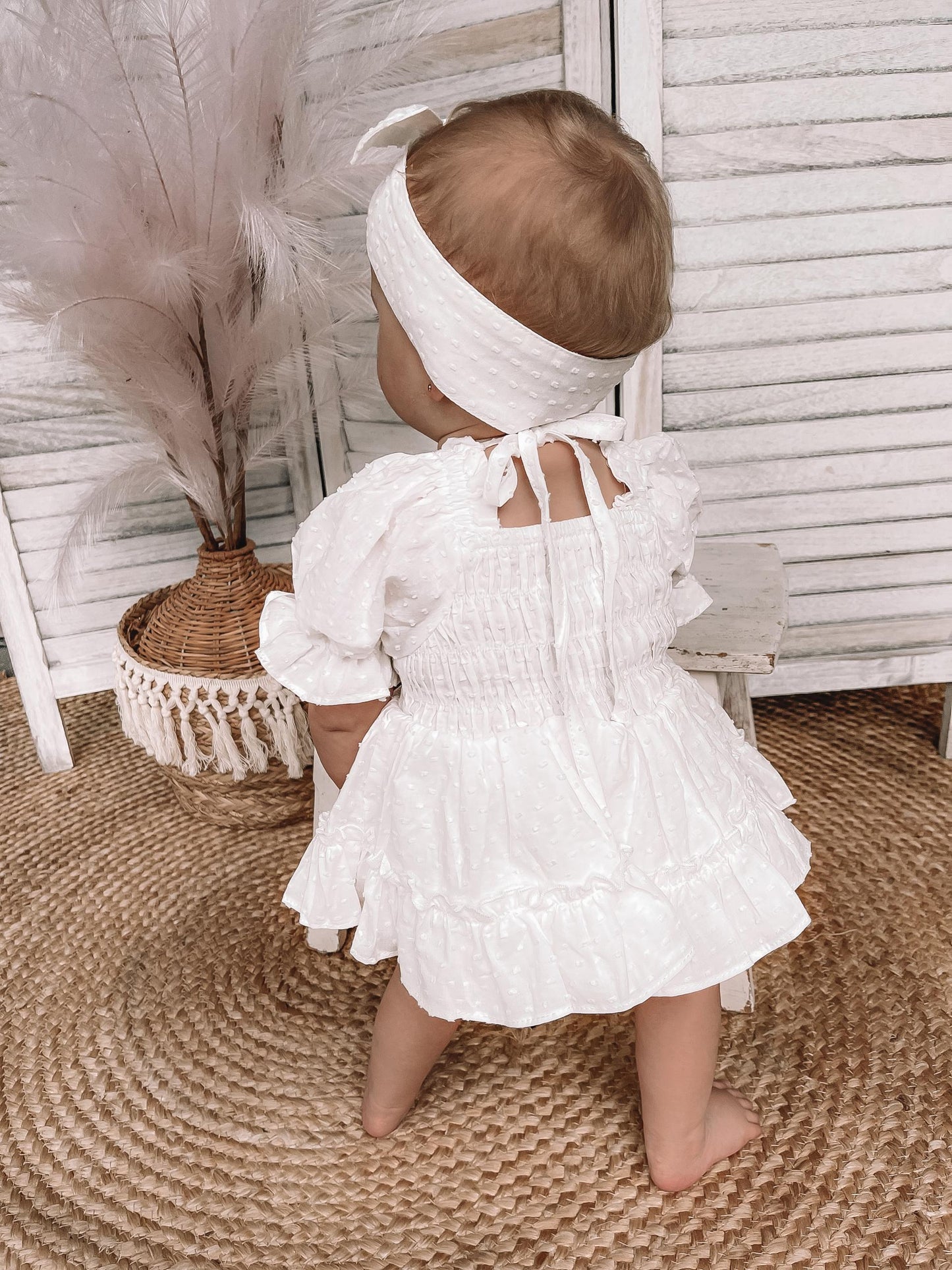Lila White Baby Girl Cotton Romper