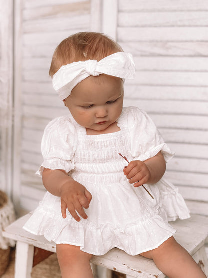 Lila White Baby Girl Cotton Romper