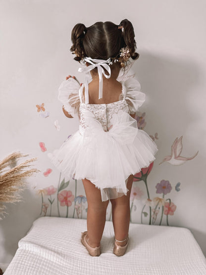 Jewel Sequin White Sparkle Baby Girl Tulle Party Romper