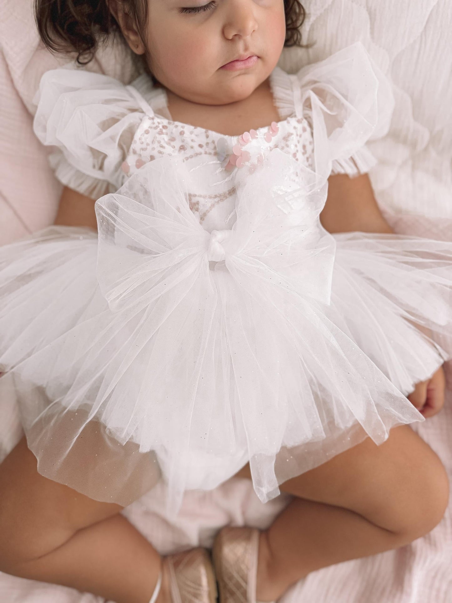 Jewel Sequin White Sparkle Baby Girl Tulle Party Romper