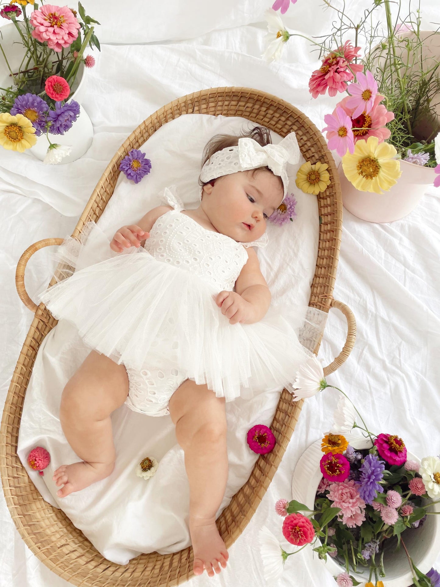 Trixie Belle White Tutu Baby Girl Tulle Party Romper