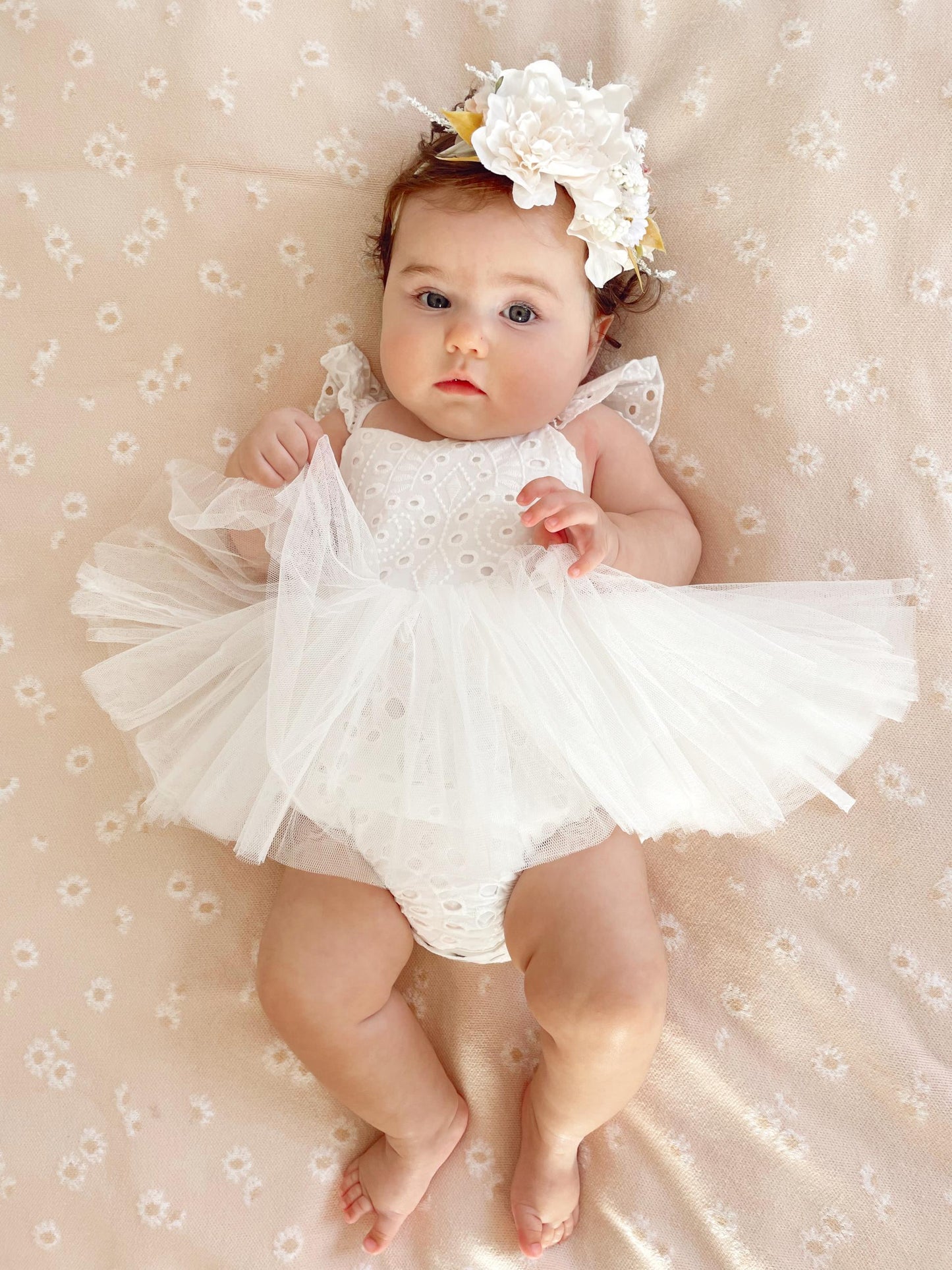 Trixie Belle White Tutu Baby Girl Tulle Party Romper
