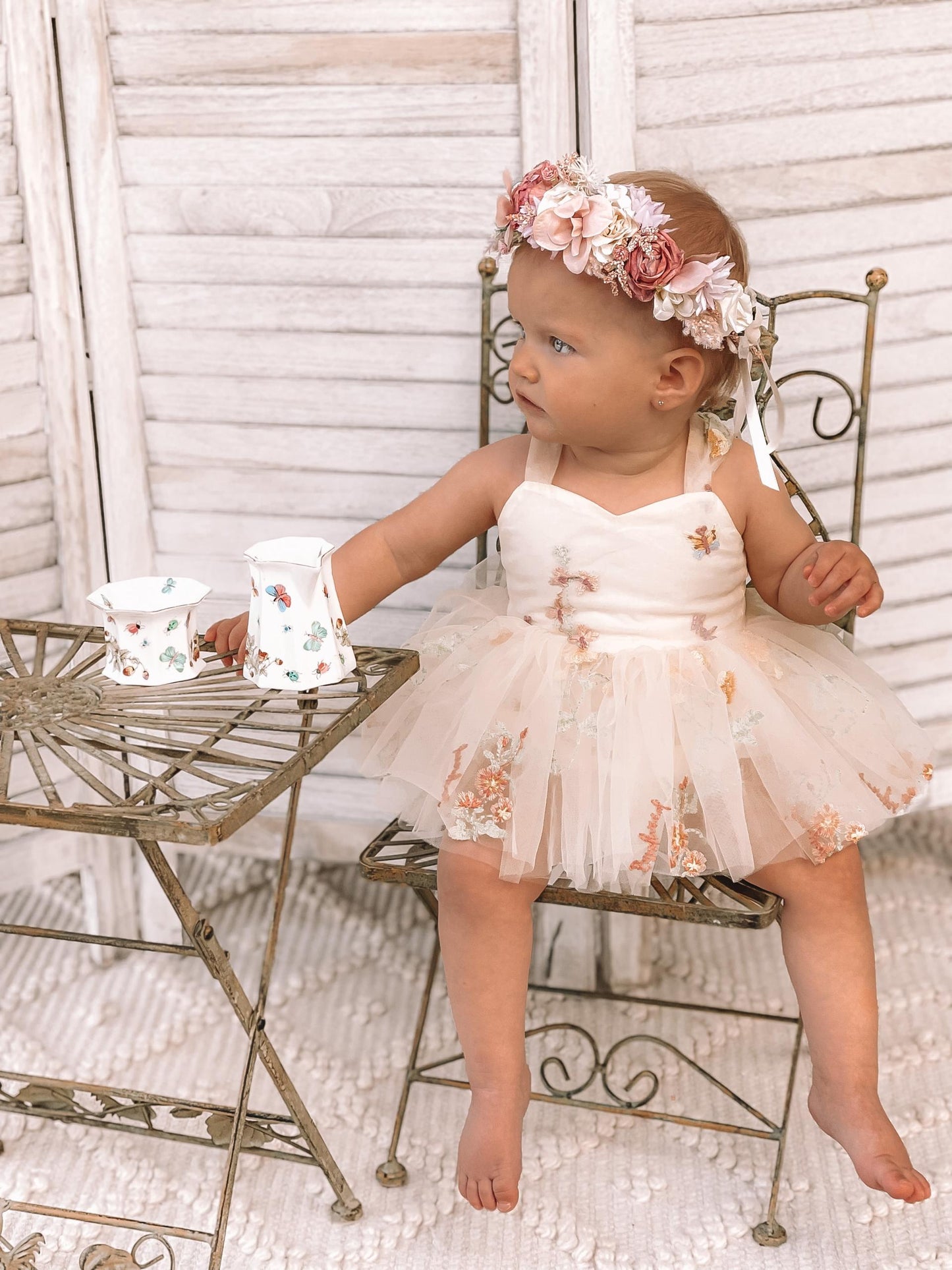 Sugar Plum Lemon Baby Girl Tulle Party Romper