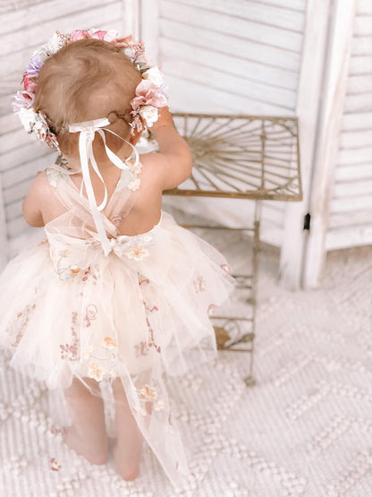 Sugar Plum Lemon Baby Girl Tulle Party Romper