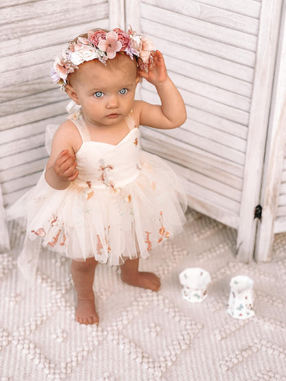 Sugar Plum Lemon Baby Girl Tulle Party Romper