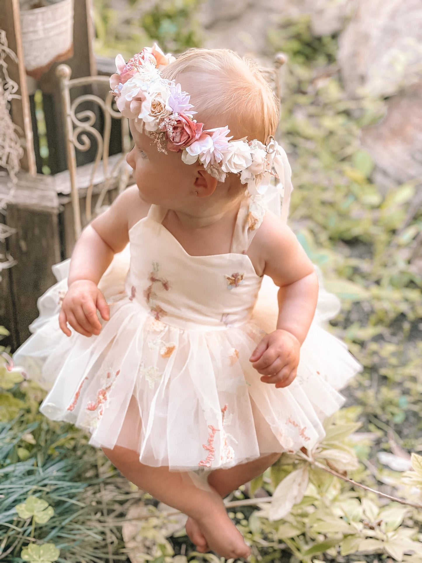 Sugar Plum Lemon Baby Girl Tulle Party Romper