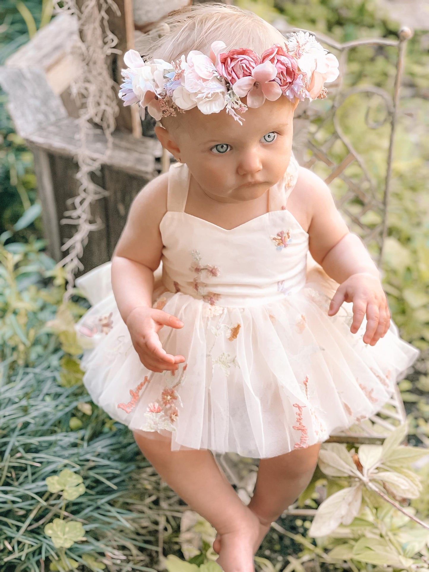 Sugar Plum Lemon Baby Girl Tulle Party Romper