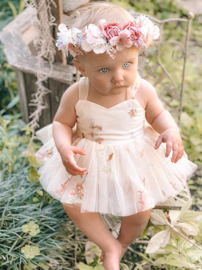 Sugar Plum Lemon Baby Girl Tulle Party Romper