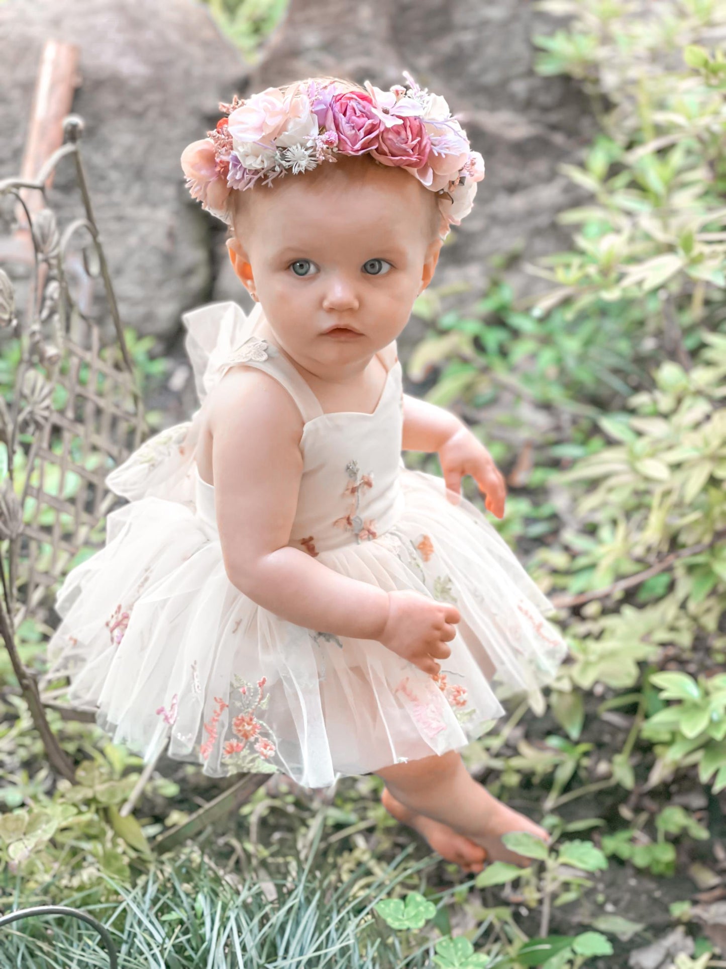 Sugar Plum Lemon Baby Girl Tulle Party Romper