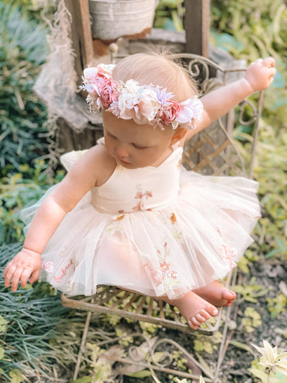 Sugar Plum Lemon Baby Girl Tulle Party Romper