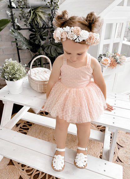 Wildflower Pink Rose Baby Girl Tulle Party Romper